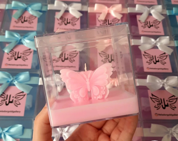 گیفت شمع پروانه moonlight پلکسی سایز ۸ سانت با لیبل اختصاصی