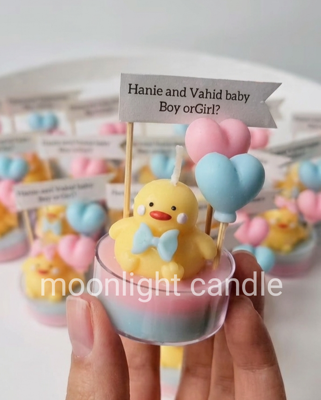 شمع گیفت جوجه کوچولو moonlight گیفت جشن تعیین جنسیت، بیبی شاور و تولد نوزاد با لیبل اختصاصی