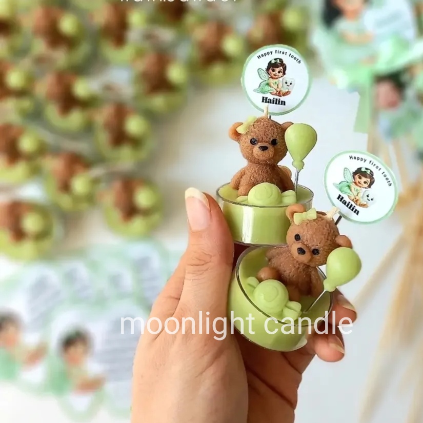 گیفت وارمری تدی خرسی moonlight شمع فانتزی دست‌ساز برای هدیه با لیبل اختصاصی