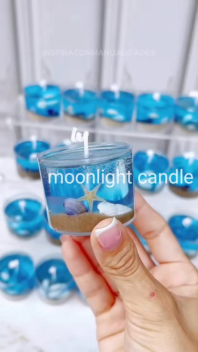 شات شیشه ای کوچک شمع دریایی moonlight با پارافین ژله ای