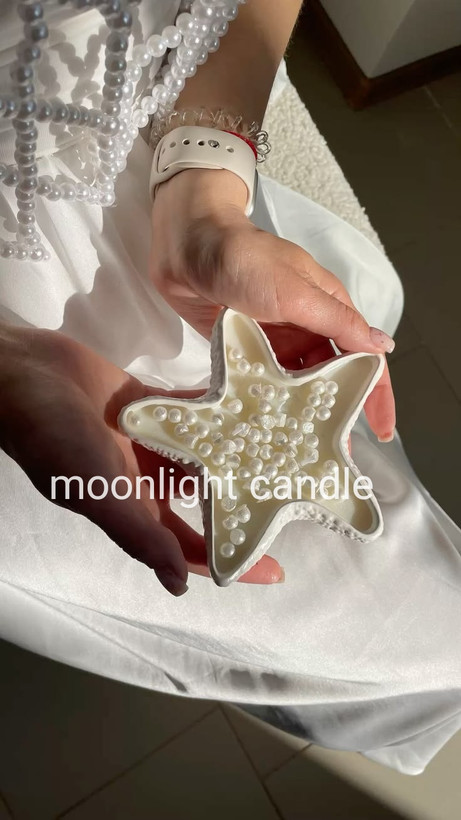 شات سنگی شمع طرح ستاره دریایی moonlight با دیزاین مروارید طرح مینیمال
