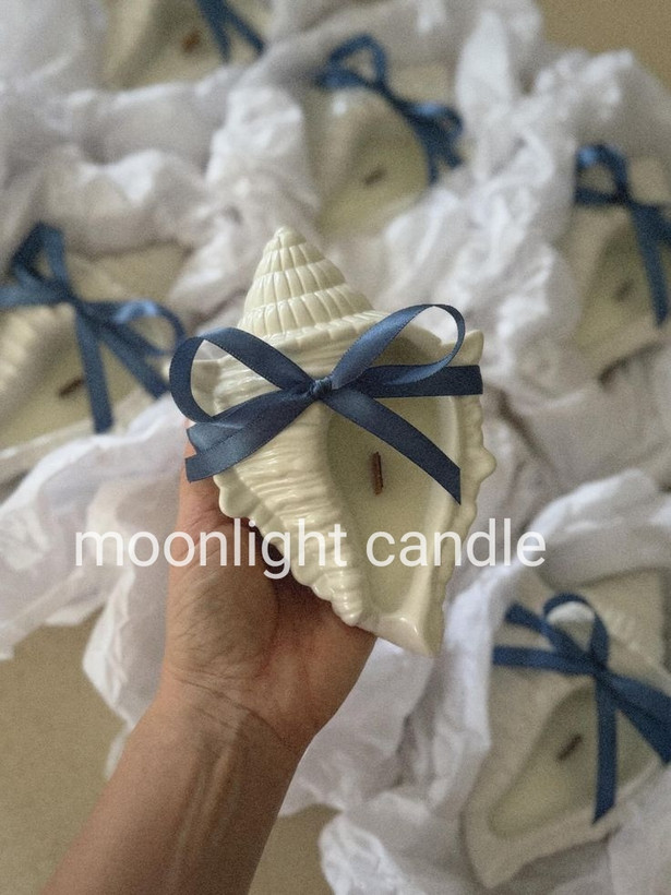 گیفت شات سنگی صدف شمع moonlight مینیمال و فانتزی برای دکوراسیون