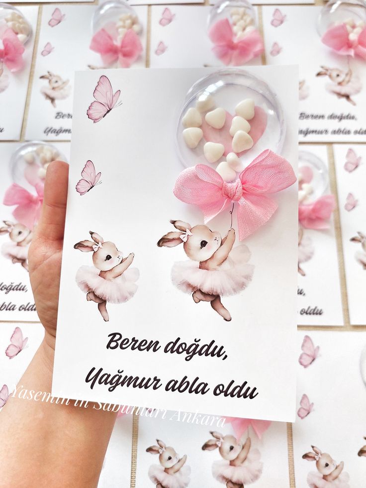 گیفت کارت بالن دراژه moonlight طرح خرگوش فانتزی با طراحی اسم کودک