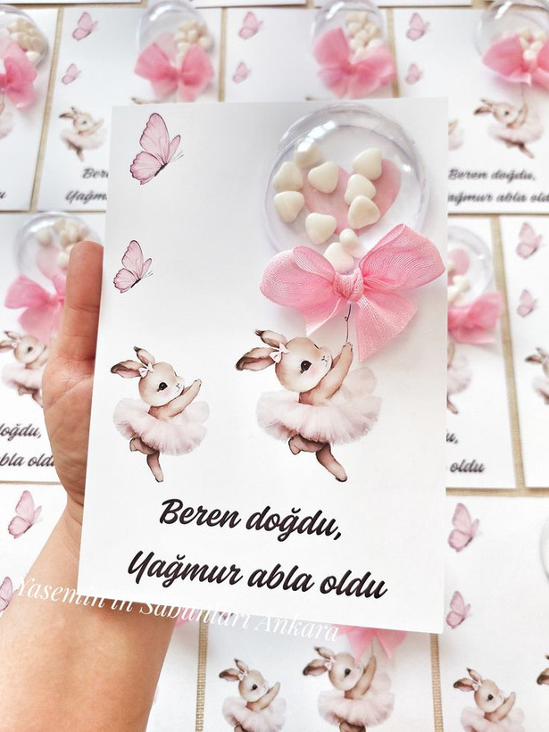 گیفت کارت بالن دراژه moonlight طرح خرگوش فانتزی با طراحی اسم کودک