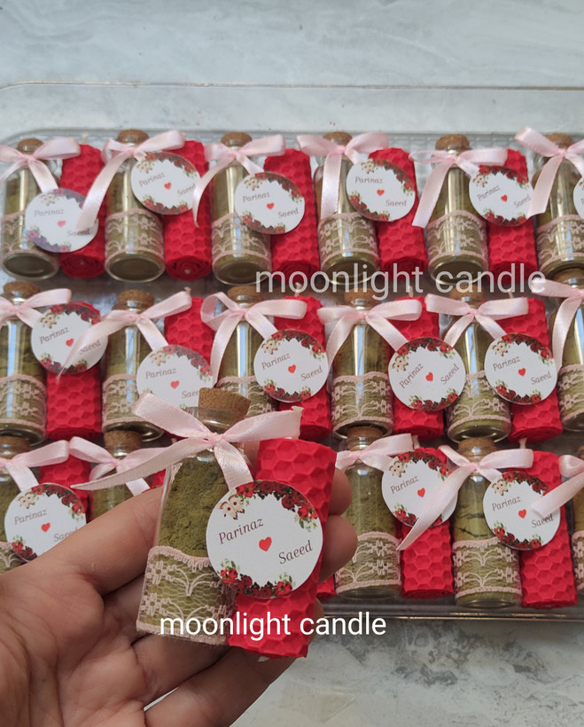 گیفت حنا و حنابندون moonlight با شمع بیزوکس و لیبل اسم دلخواه جدید و پر طرفدار