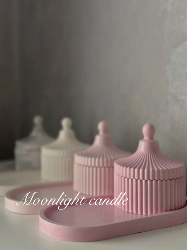 ست سنگی سینی بیضی و قندان شیاردار دکوراتیو moonlight