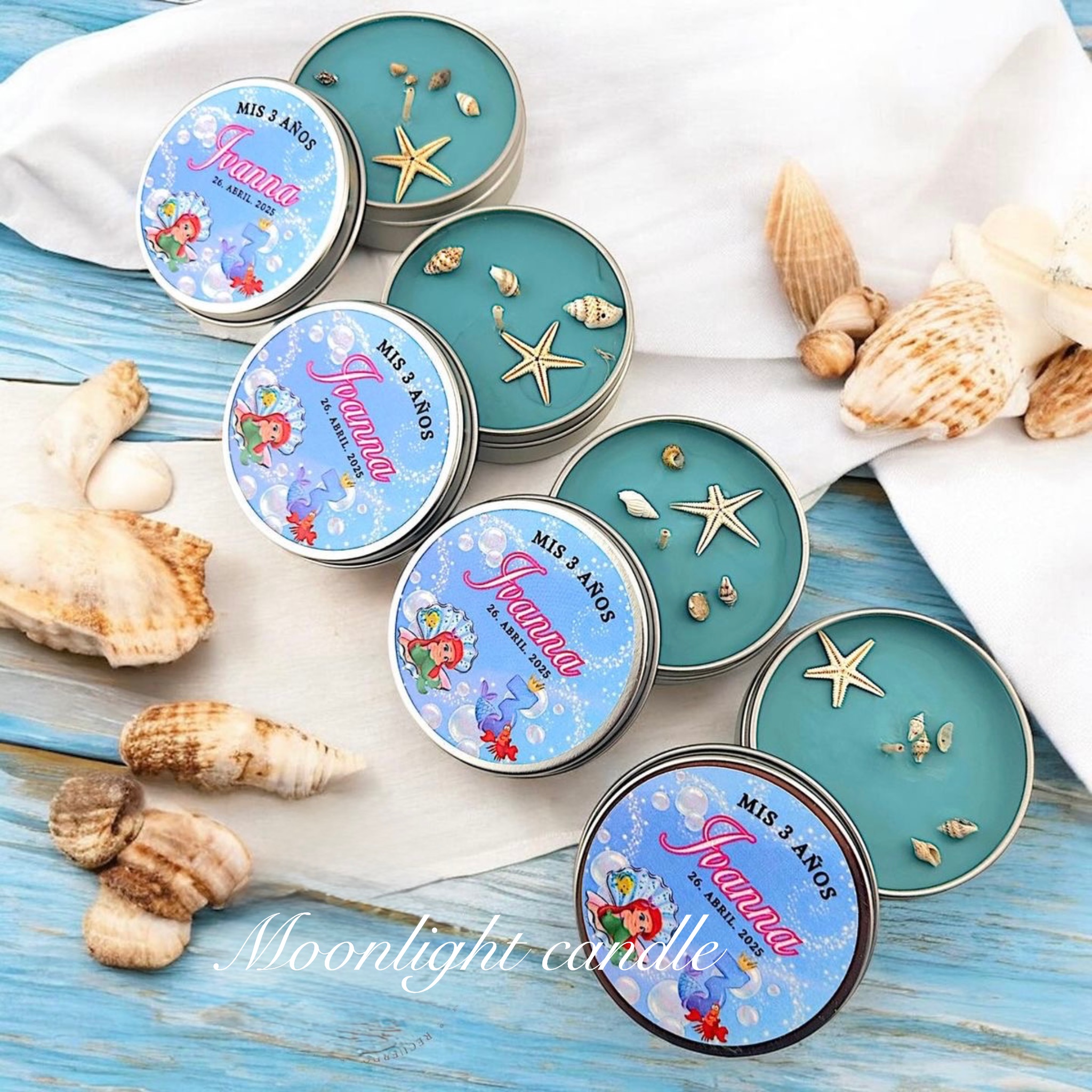 گیفت شمع درب دار دریای قوطی طرح فانتزی و پر طرفدار moonlight با لیبل دلخواه